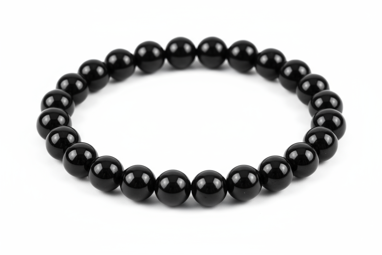 jet crystal 8mm bracelet on a white transparent background